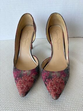 💥SALE💥 Jessica Simpson Size 8 Floral High Heels Pointed Toe D'Orsay